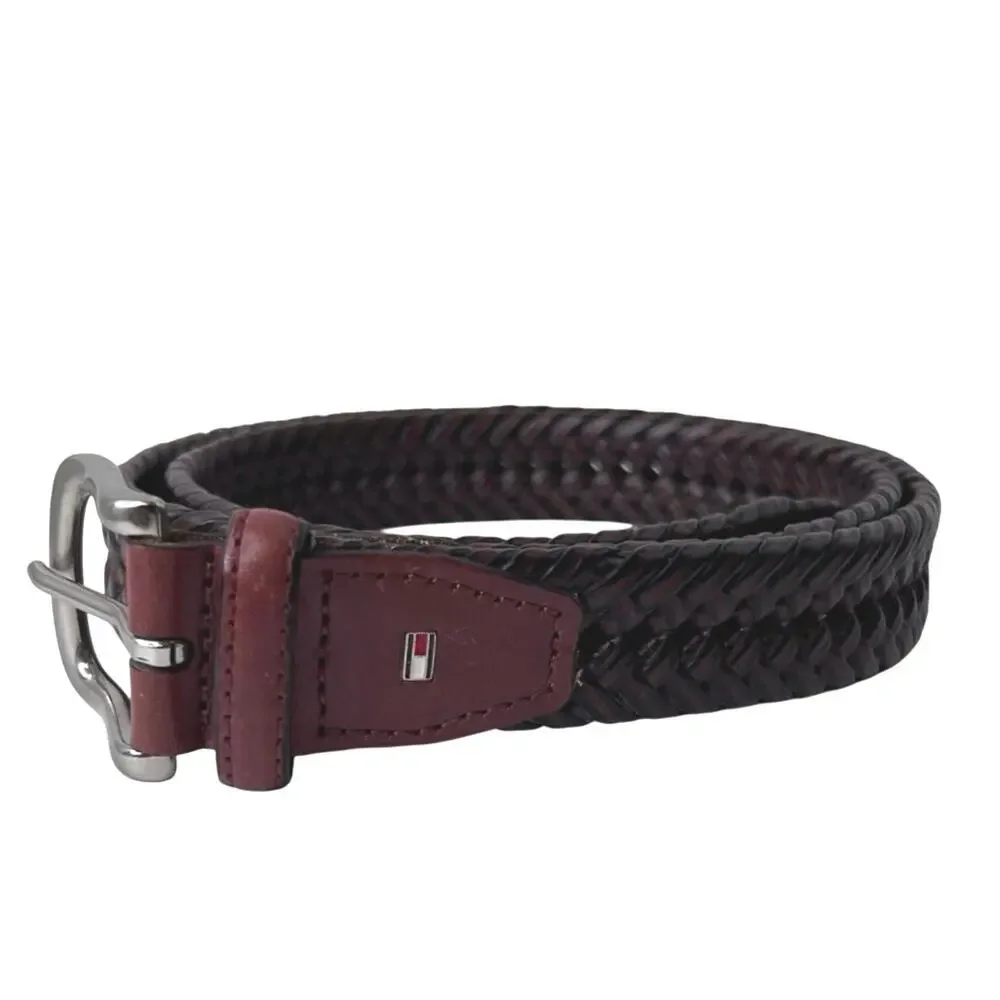 Tommy Hilfiger Braided Belt Faux Leather in Brown Woven Casual Classic Men's 38W